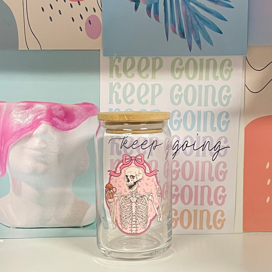 Girly Skelly Glass Cup