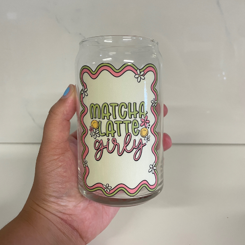 Matcha Latte Girly Glass Cup