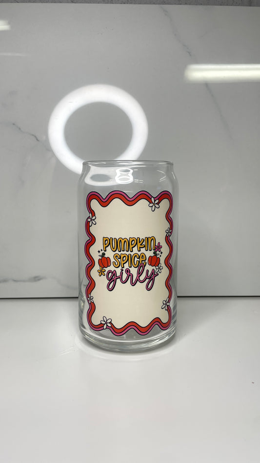 Pumpkin Spice Girly Glass Cup