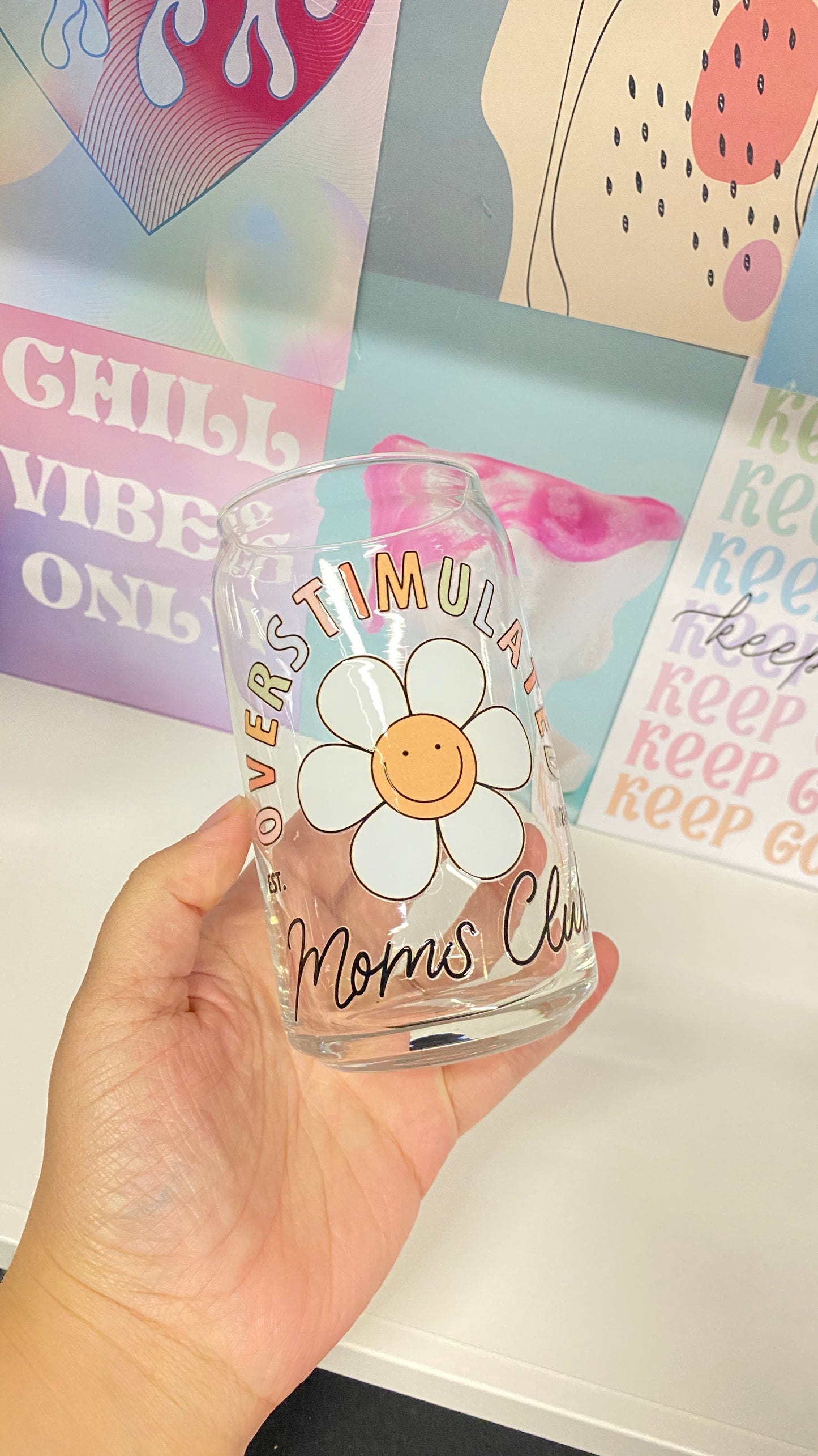 Overstimulated Moms Club Glass Cup