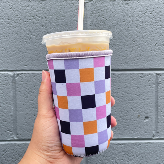 Purple Checkered Coffee Sleeve