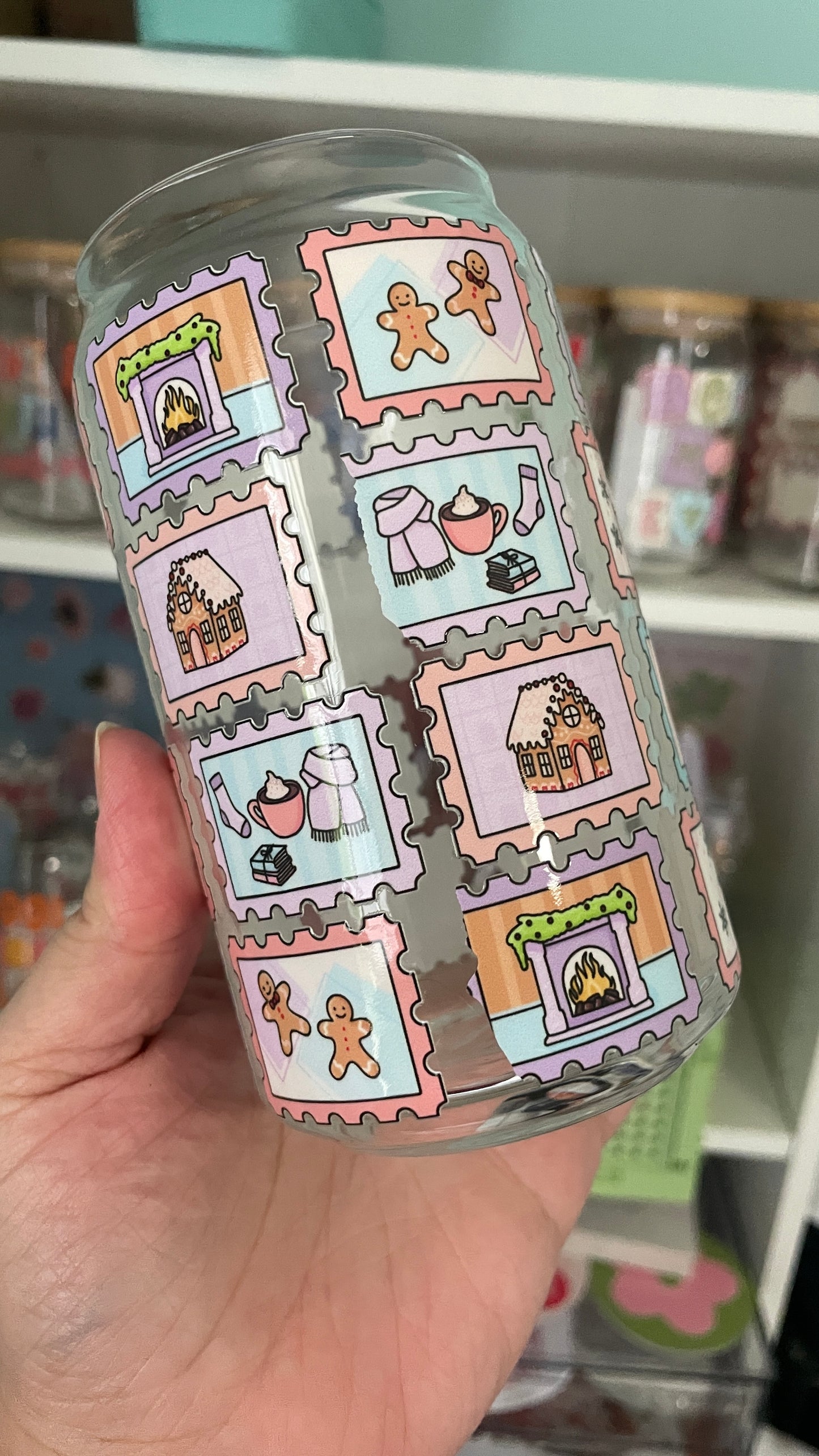 Oopsie Christmas Stamp Glass Cup