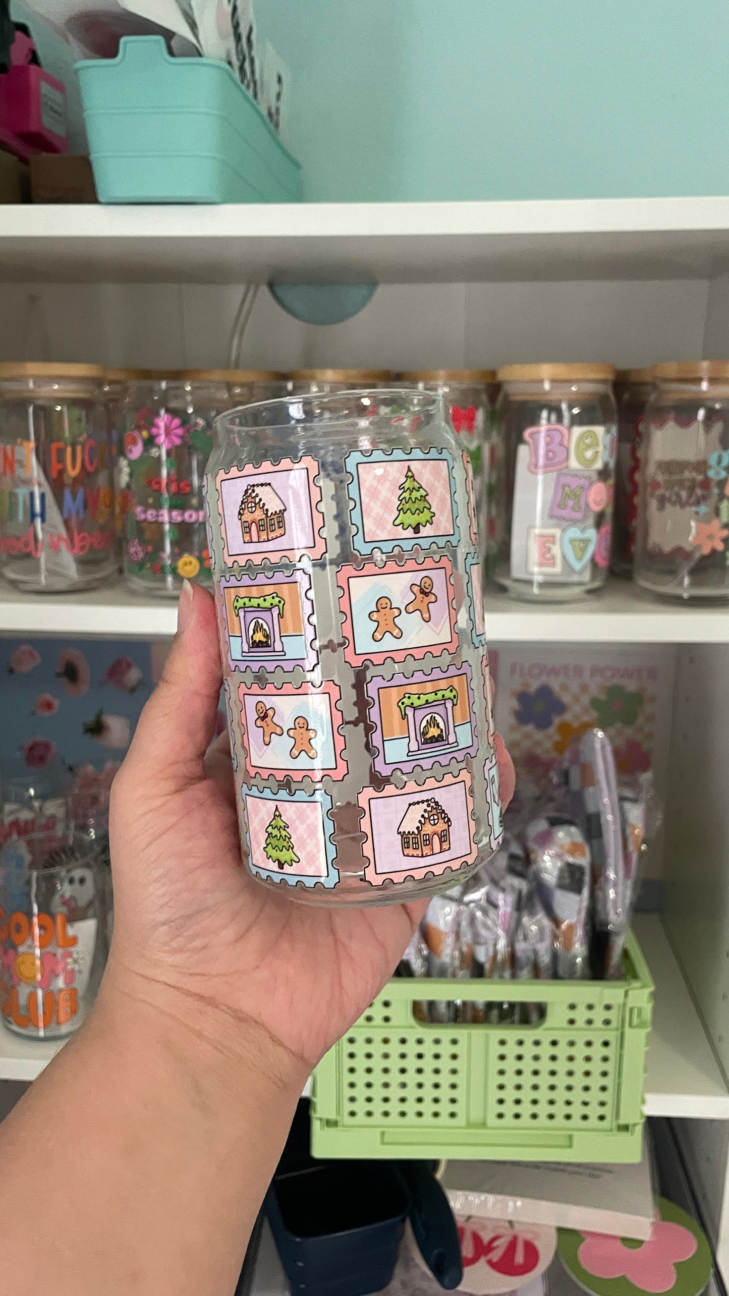 Oopsie Christmas Stamp Glass Cup