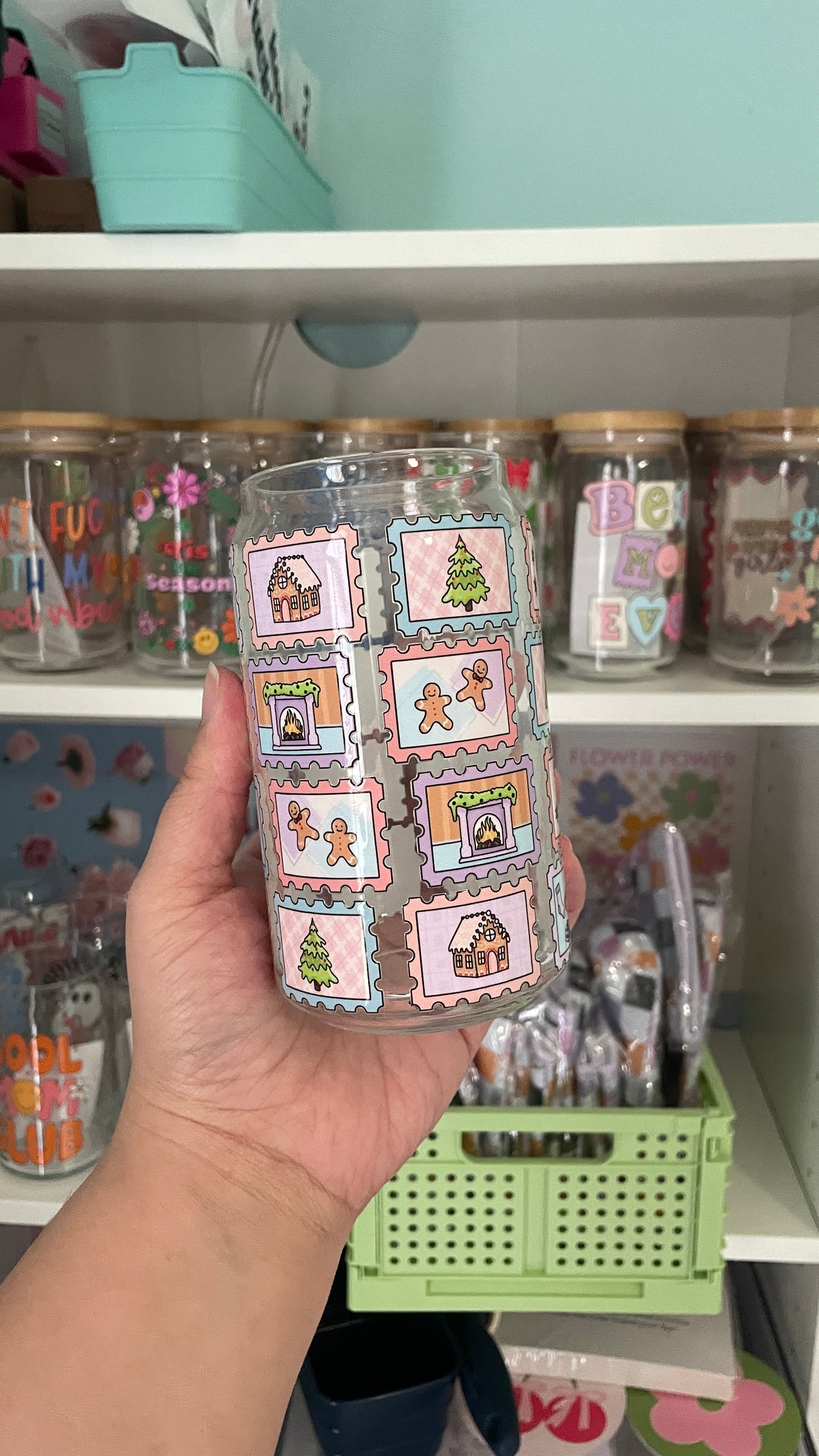 Oopsie Christmas Stamp Glass Cup