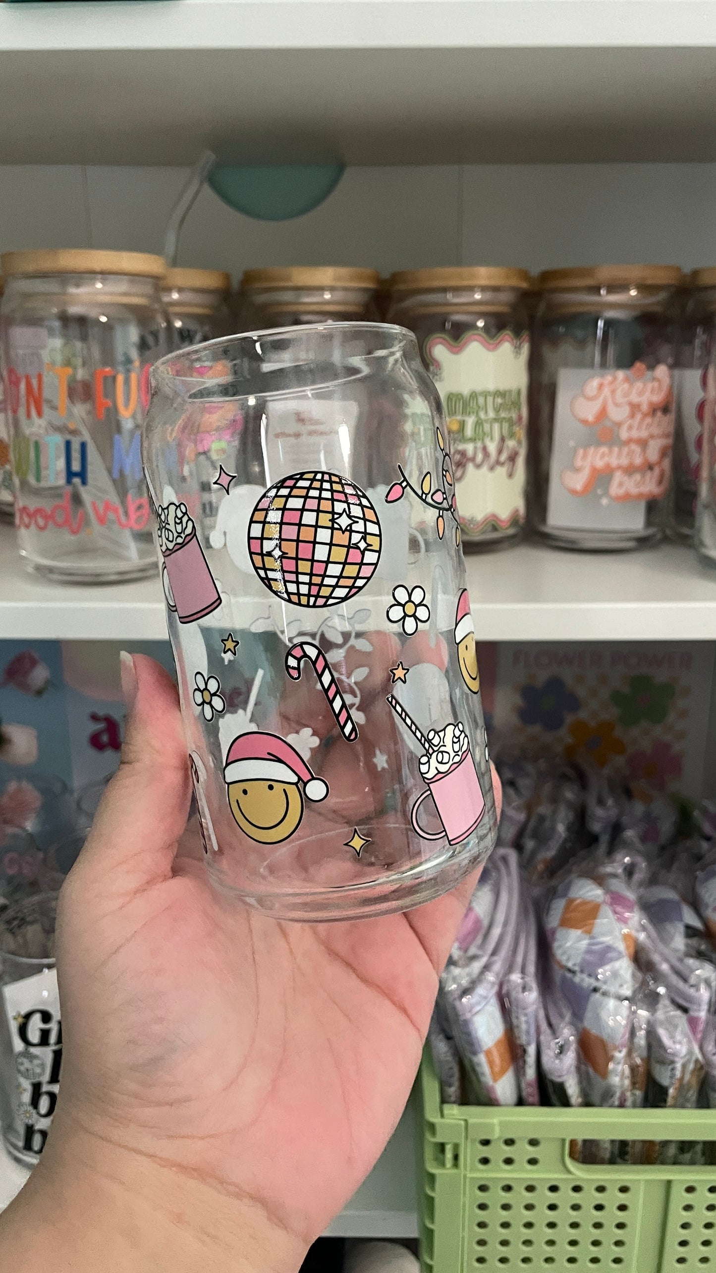 Groovy Christmas Glass Cup