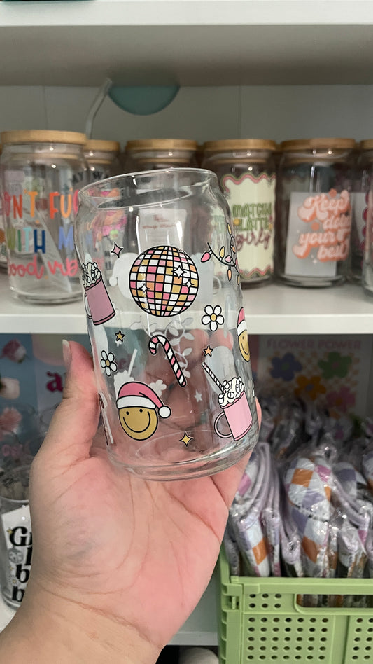 Groovy Christmas Glass Cup