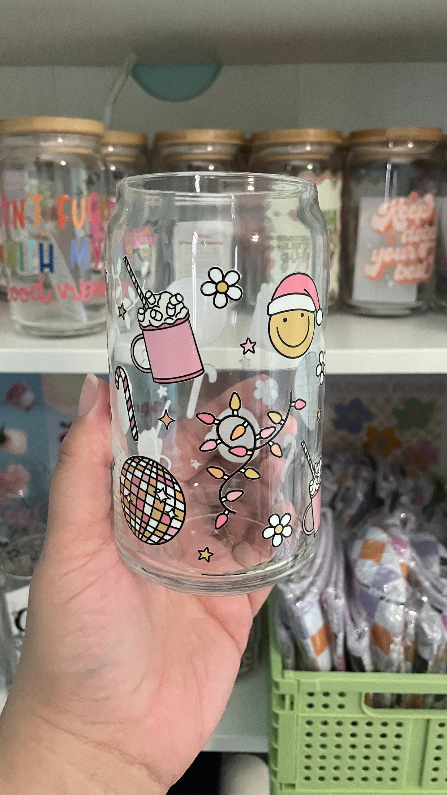 Groovy Christmas Glass Cup