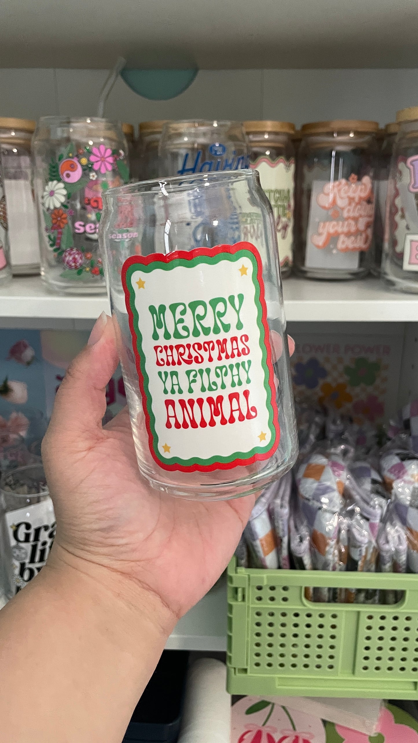 Merry Christmas Glass Cup