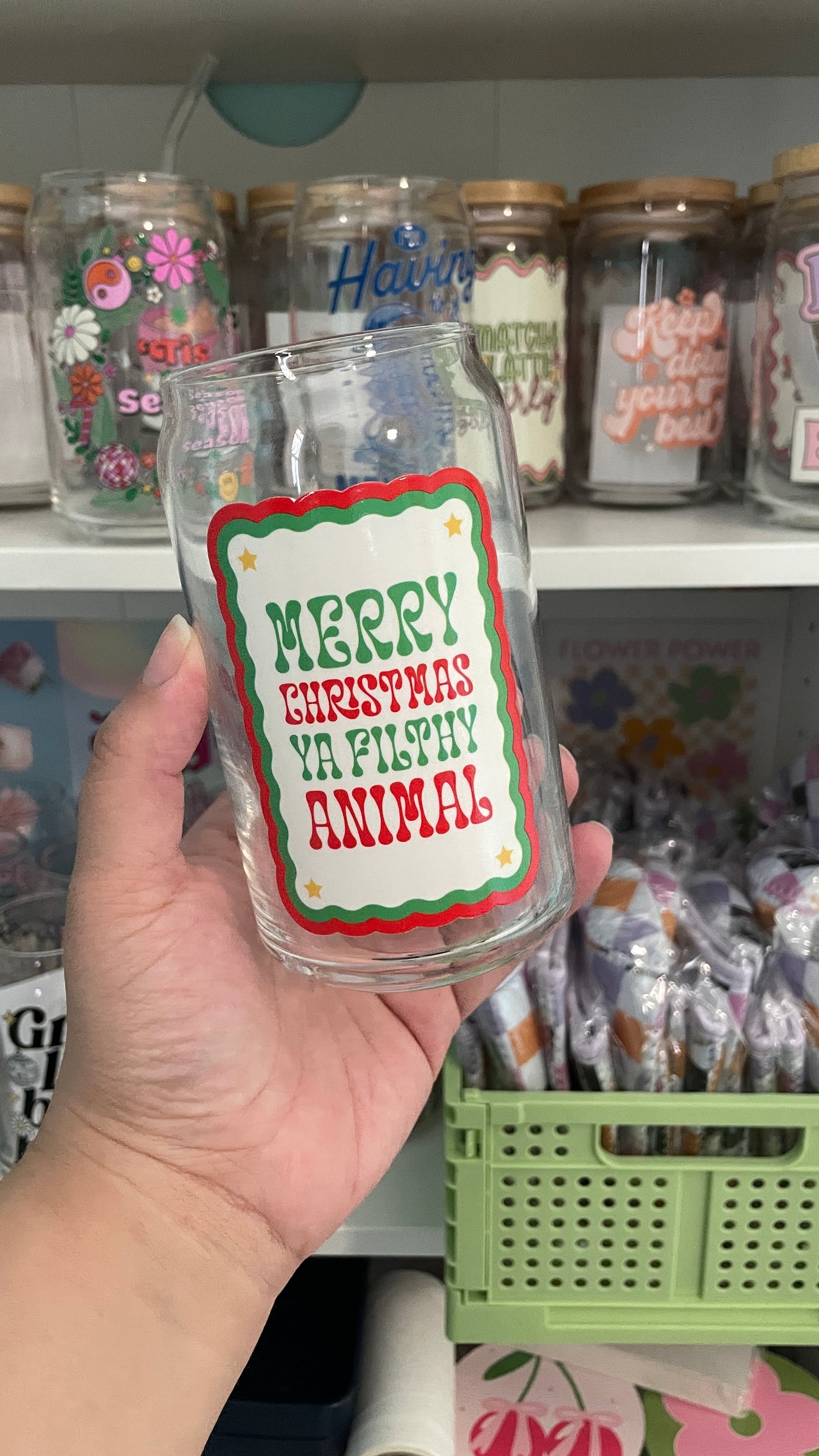 Merry Christmas Glass Cup