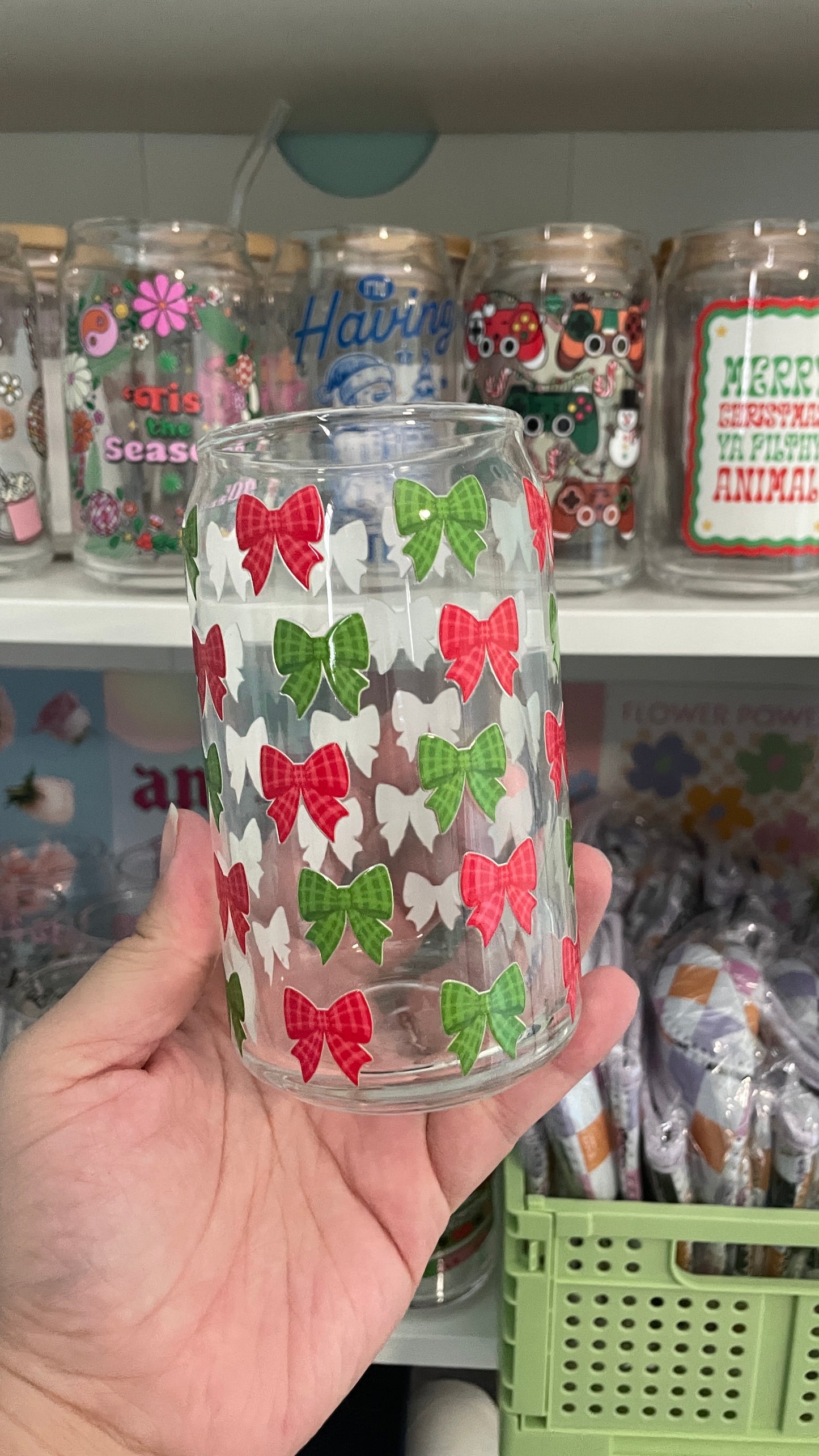 Pretty Christmas Glass Cup