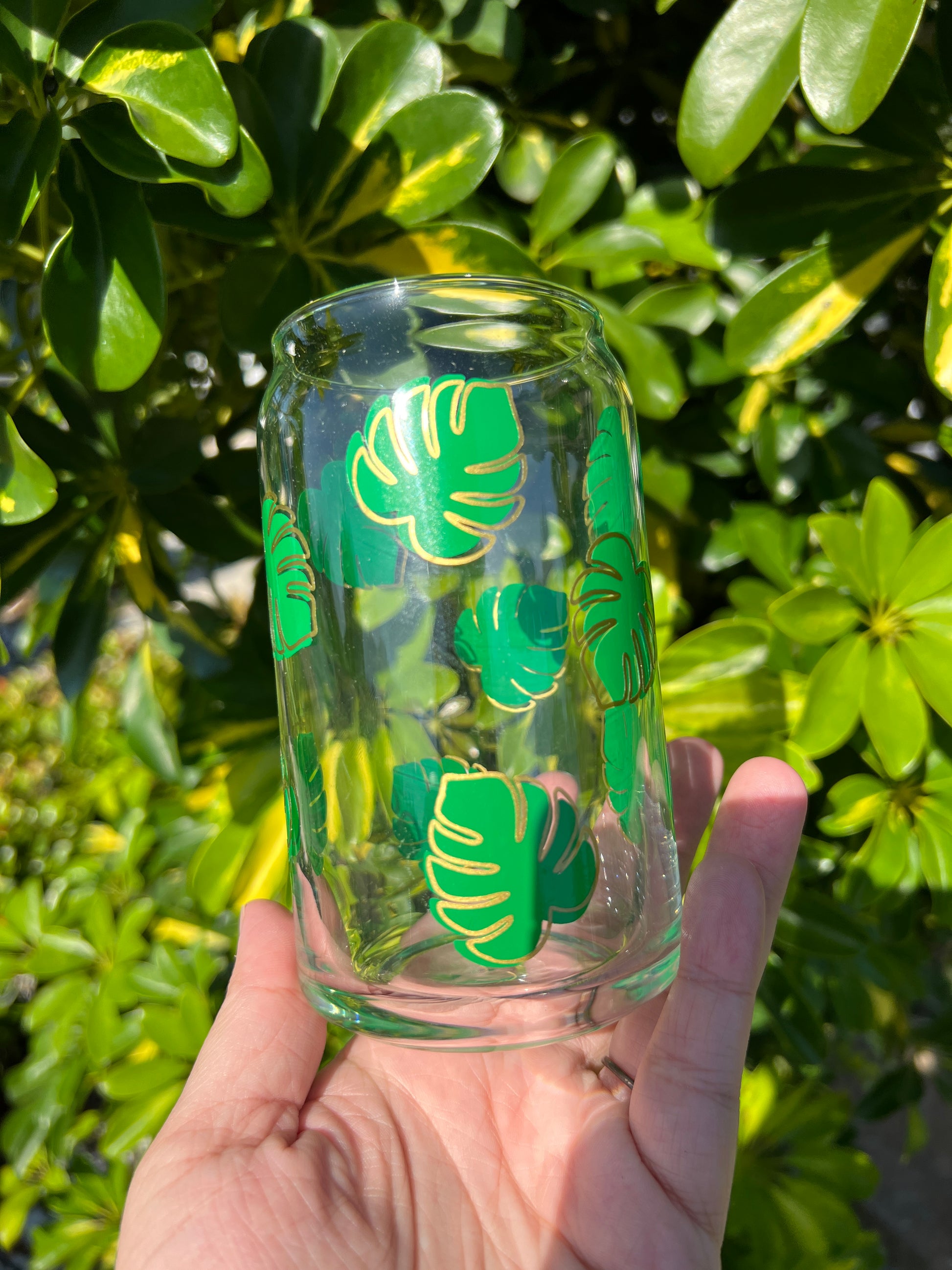 Monstera Glass Can Cup