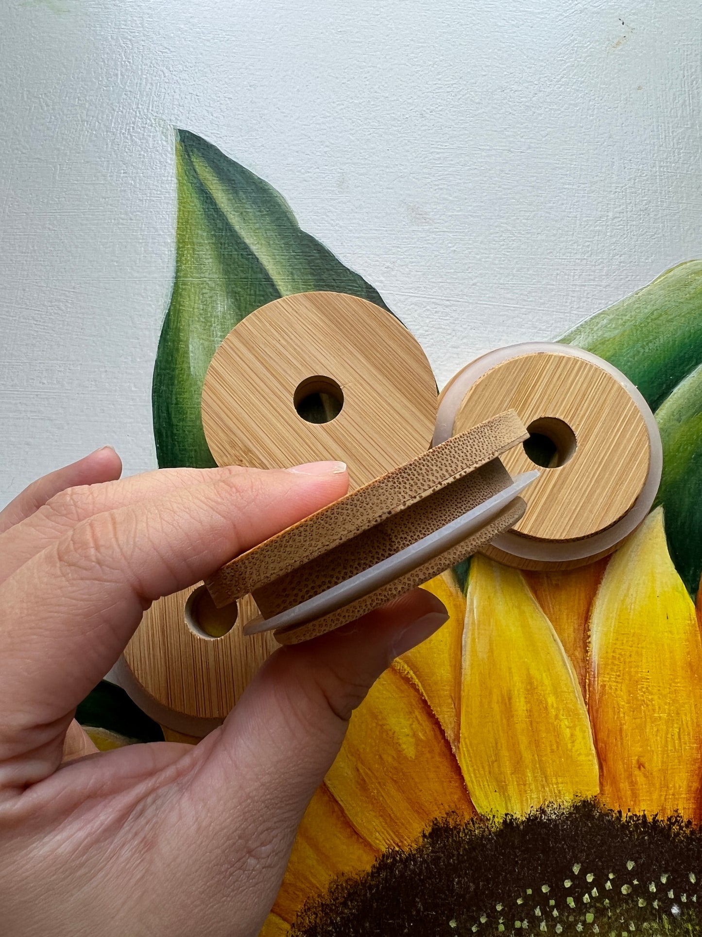 Bamboo Lid with Straw Hole