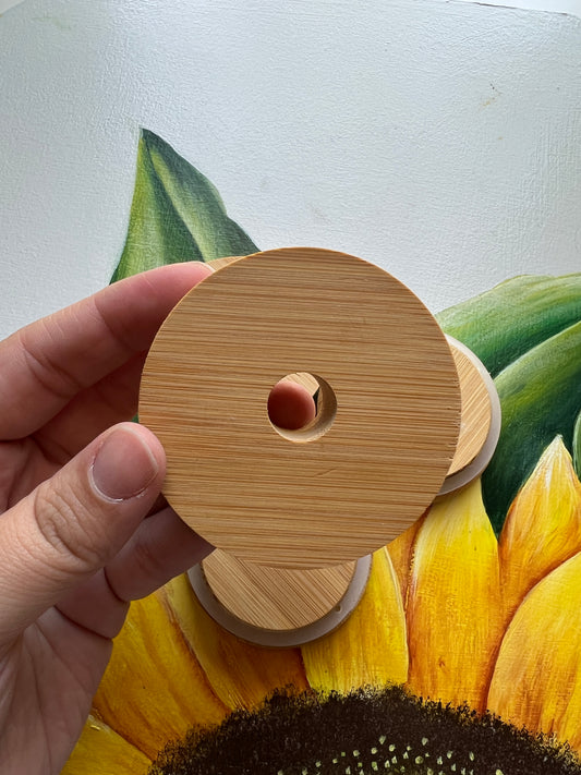 Bamboo Lid with Straw Hole